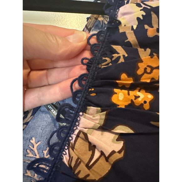 Anthropologie NWT Sleeveless Floral Ruffle A-Line Cotton Mini Dress Size XL - Picture 6 of 9